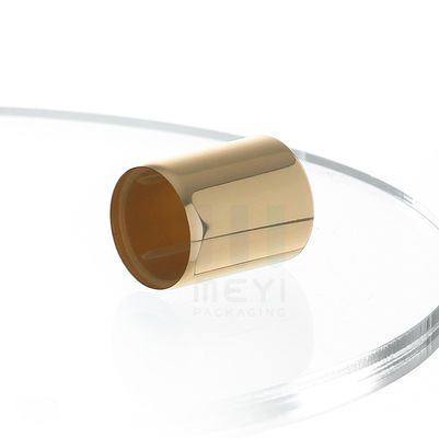 Lichte parfumfleskappen in gouden aluminium kleur met crimp versie nek afwerking